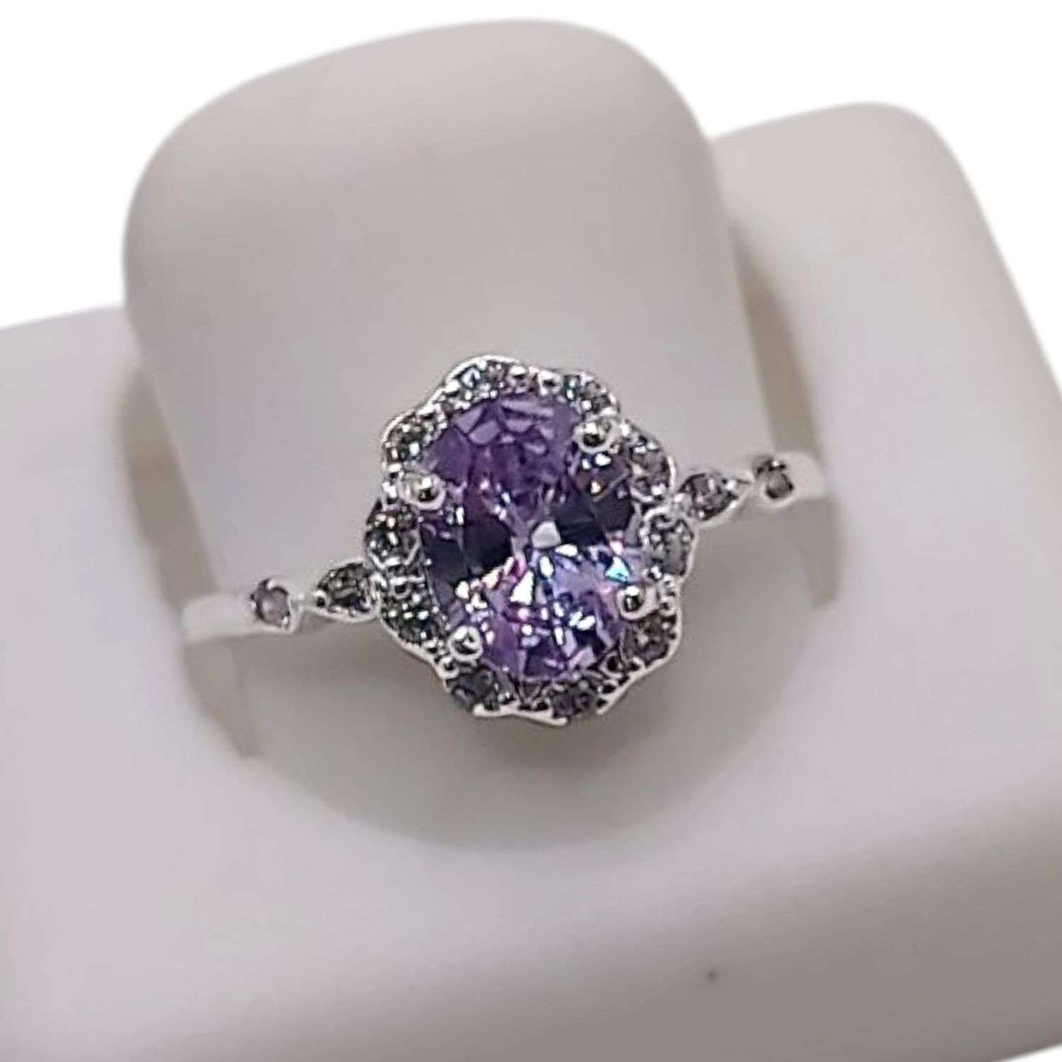 ANILLO CZ LILA # 6, PLATA .925