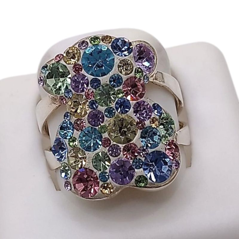 ANILLO OSITO MULTIPIEDRA SW COLORES VARIAS MEDIDAS PLATA .925
