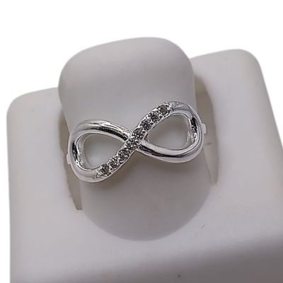 ANILLO INFINITO  # 5 CON CZ PLATA .925