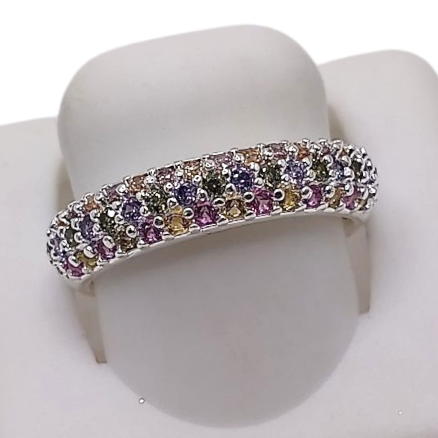 ANILLO CZ MULTICOLOR # 7  PLATA .925
