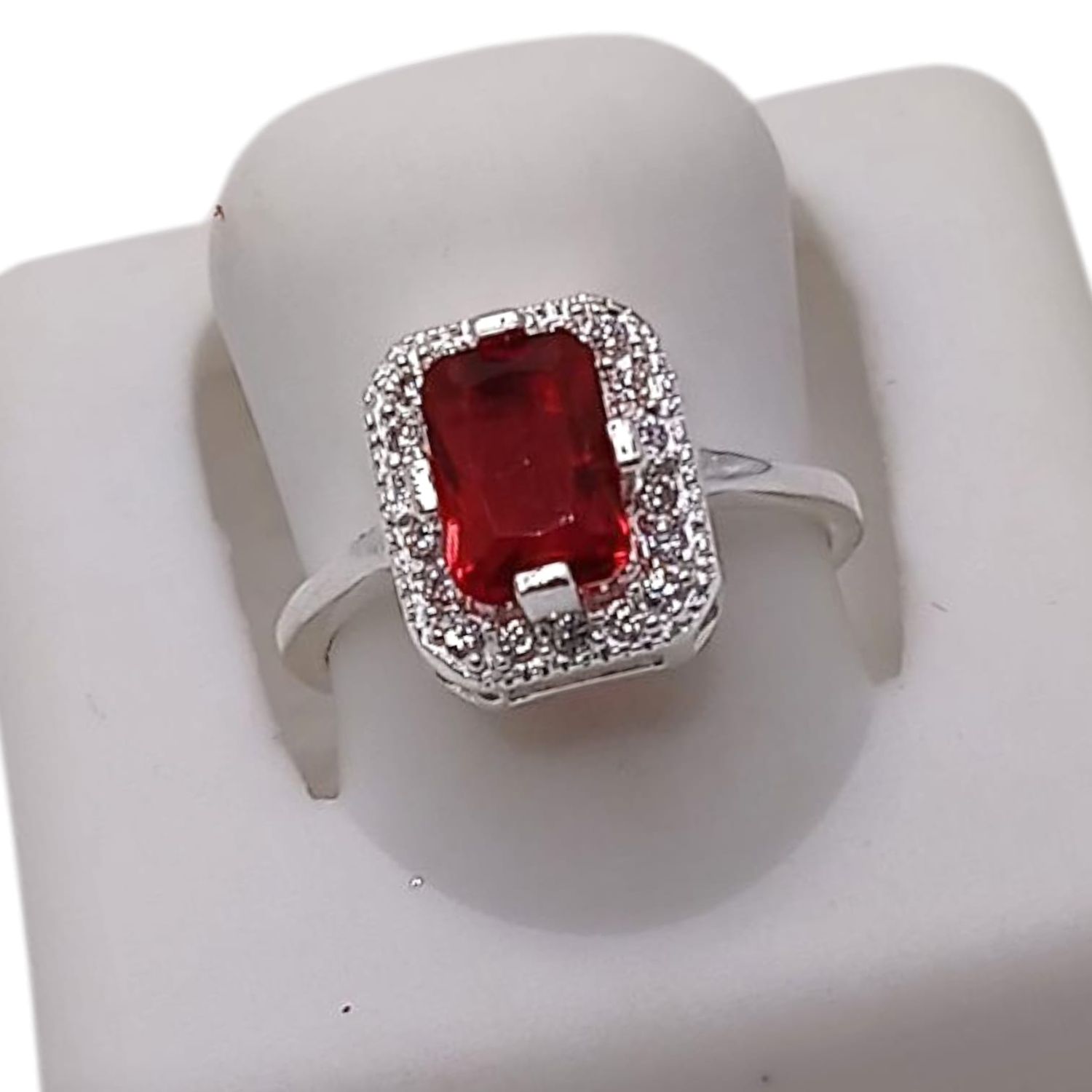 ANILLO PRINCESA CZ ROJA VARIAS MEDIDAS   PLATA .925
