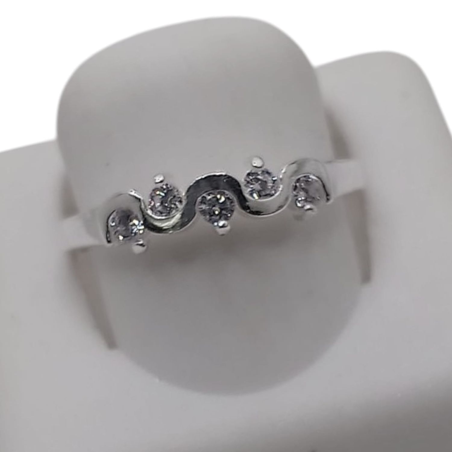 ANILLO SNAKE CON CZ  BLANCAS # 9 PLATA .925