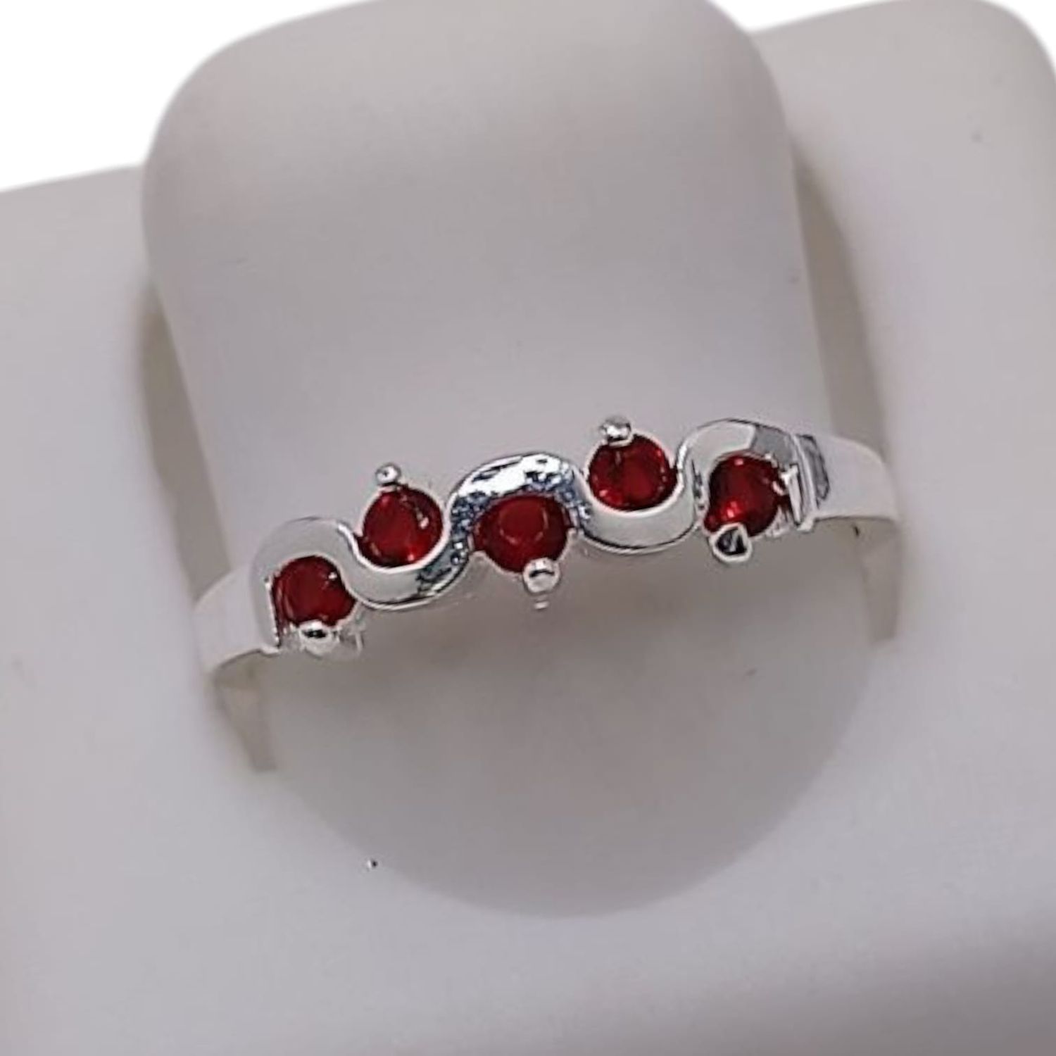 ANILLO SNAKE CON CZ ROJAS # 7 PLATA .925