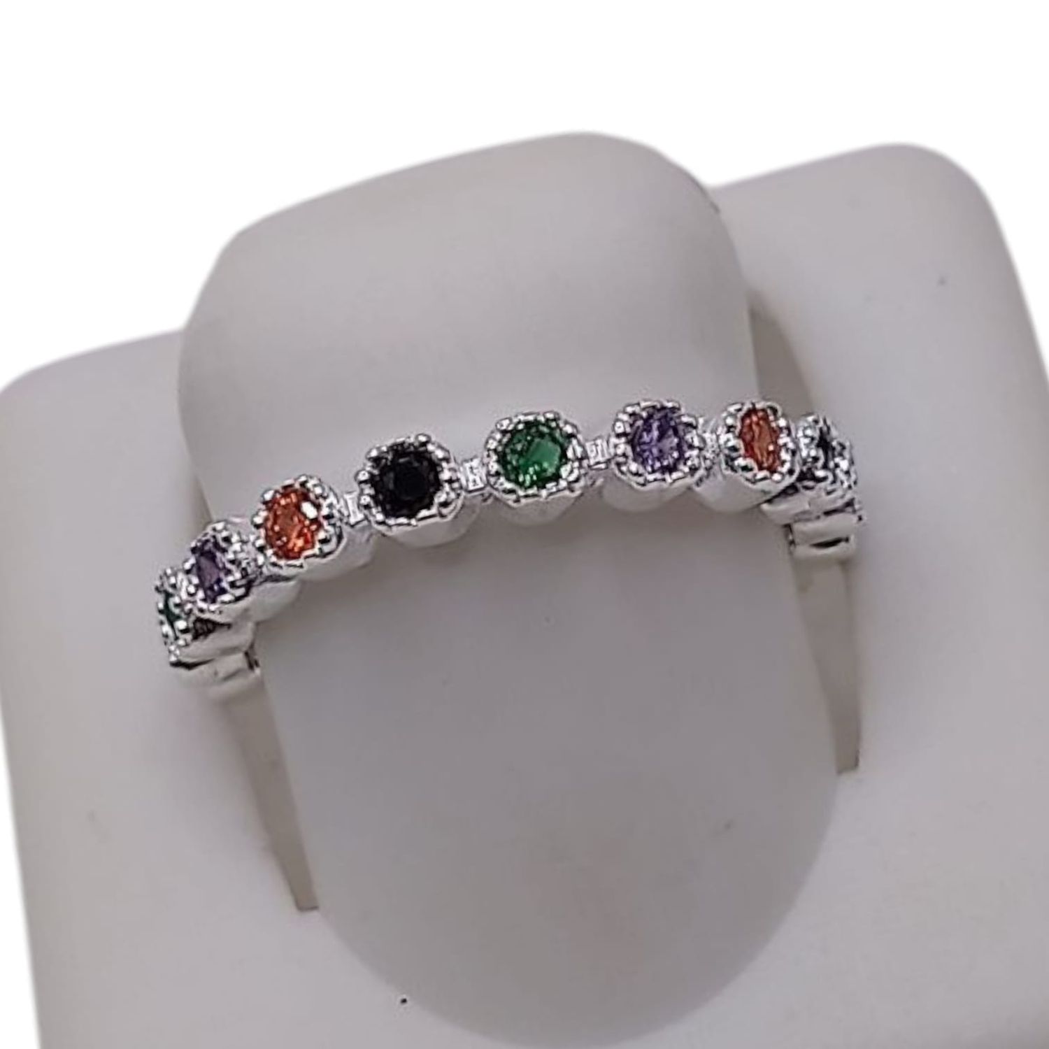 ANILLO ARGOLLA CZ DE COLORES VARIAS MEDIDAS PLATA .925