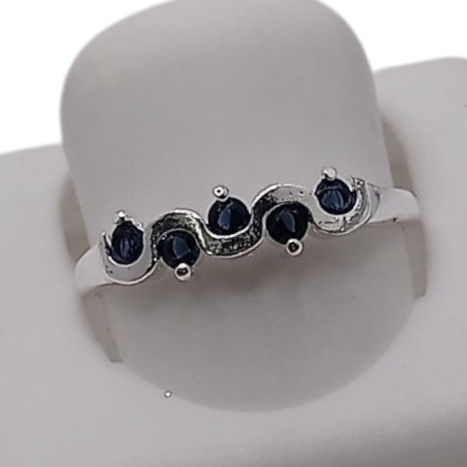 ANILLO SNAKE CON CZ AZUL MARINO # 8 PLATA .925