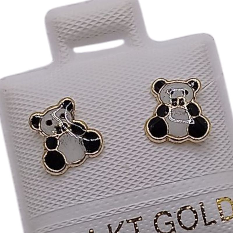BROQUEL  ESMALTADO OSITO PANDA   ORO 14K