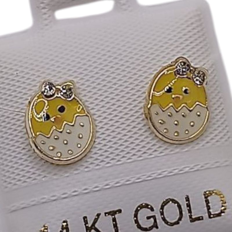 BROQUEL HUEV0 CON  POLLITO ORO 14K