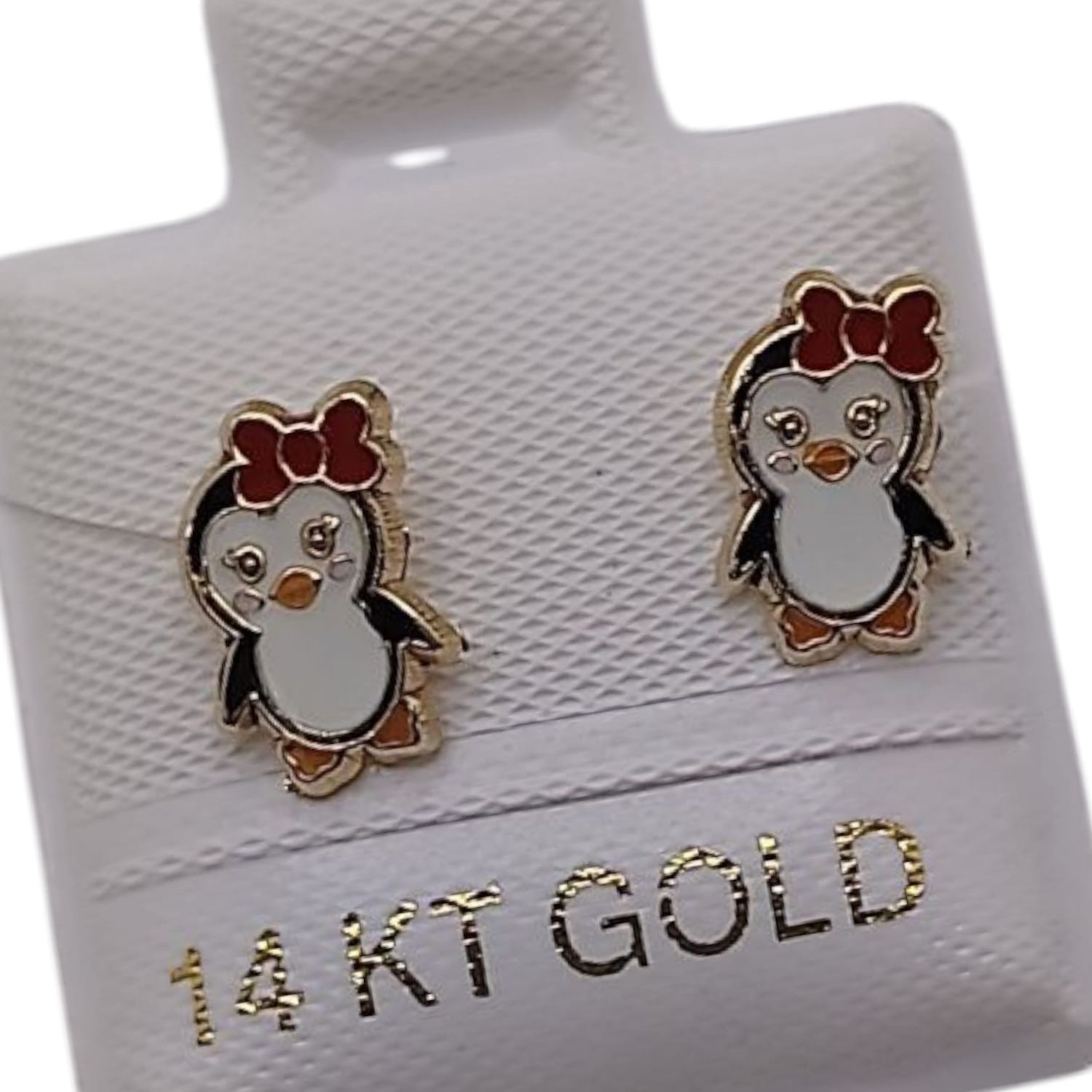 BROQUEL PINGUINITA ESMALTADO ORO 14K