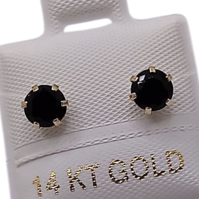 BROQUEL RECTO  REDONDO CZ   NEGRA #5 ORO 14K