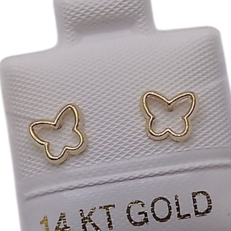 BROQUEL MARIPOSA SILUETA BROCHE BOLITA  ORO 14K
