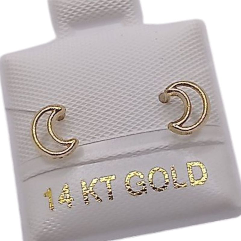 BROQUEL LUNA SILUETA BROCHE BOLITA  ORO 14K