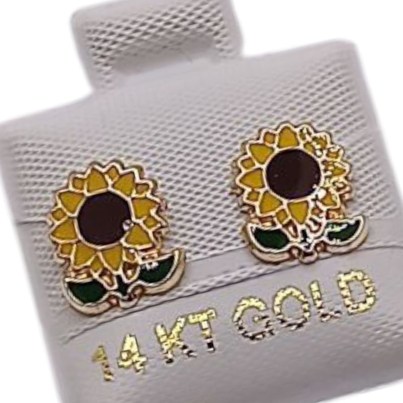 BROQUEL ESMALTADO GIRASOL, ORO 14K