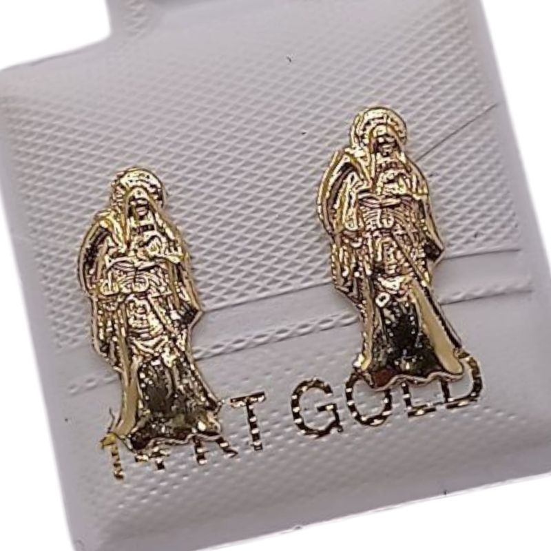 BROQUEL SANTA MUERTE DIAMANTADA ORO 14K