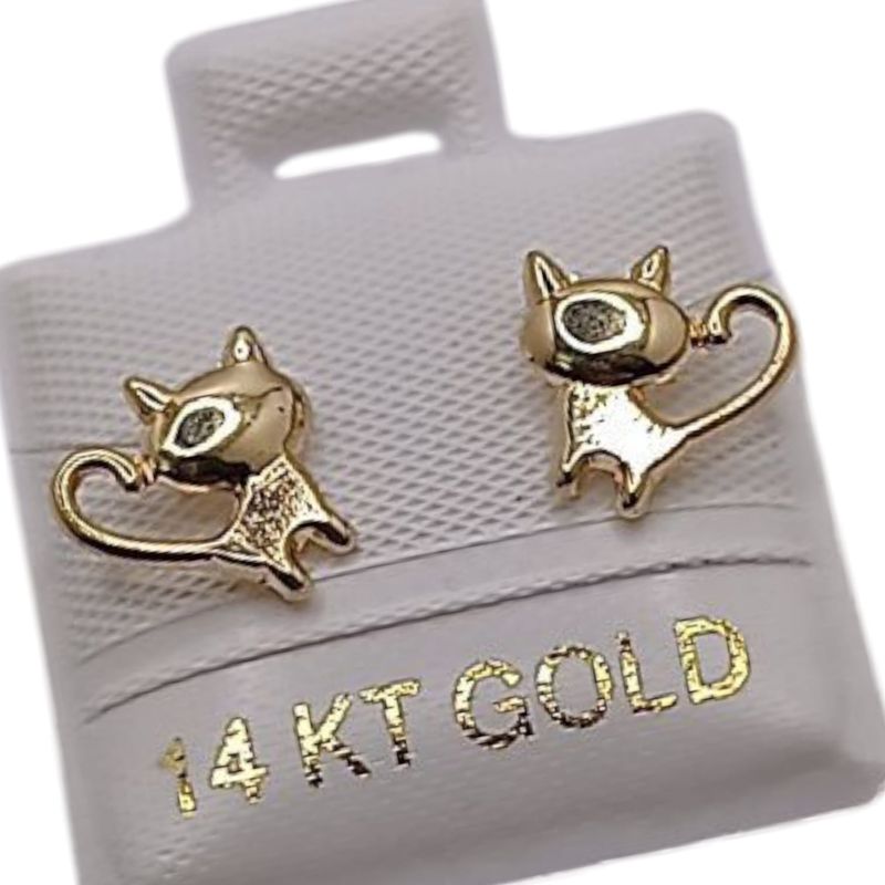 BROQUEL GATITO BROCHE BOLITA  ORO 14K
