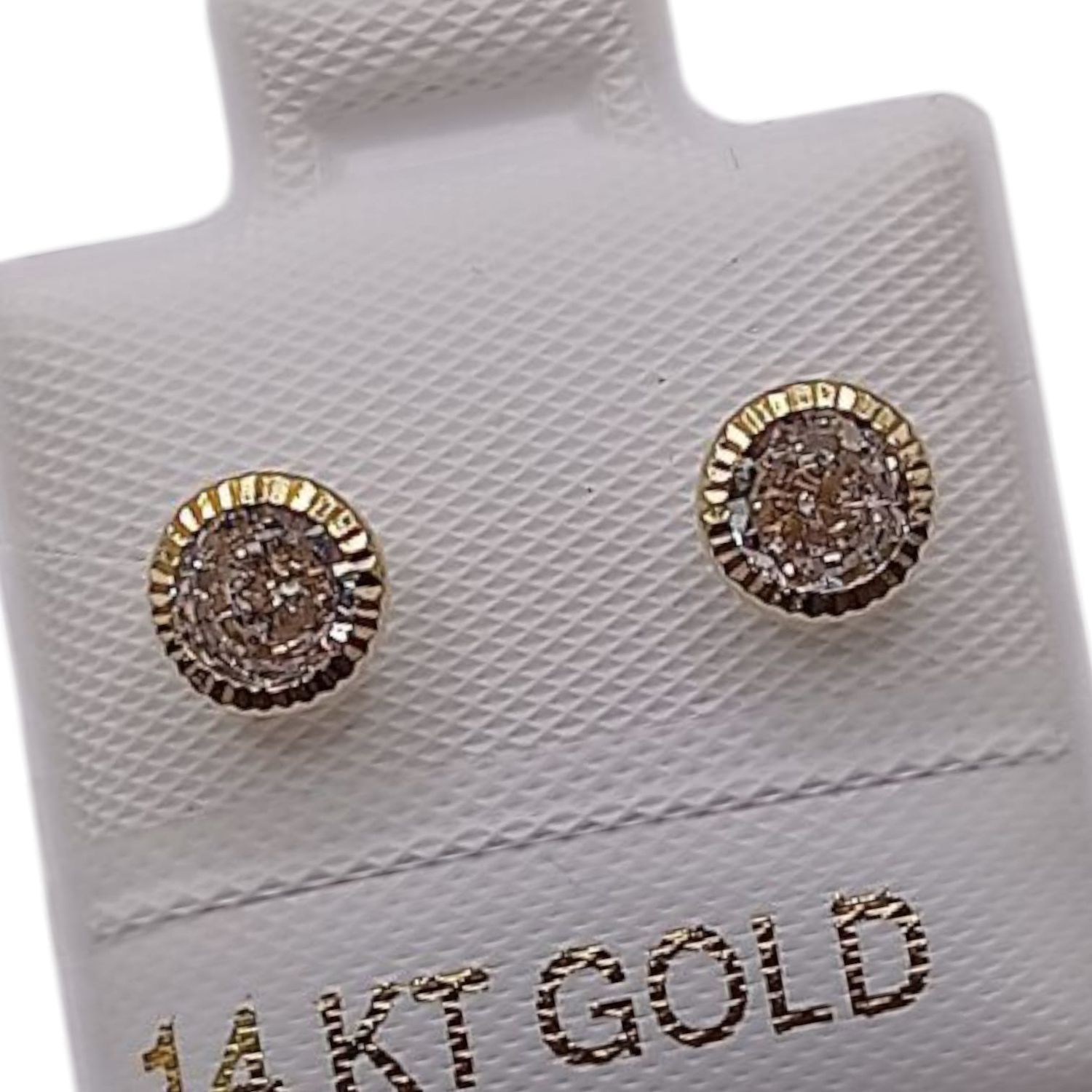 BROQUEL CZ BLANCA 5 MM BISELADO, ORO 14K