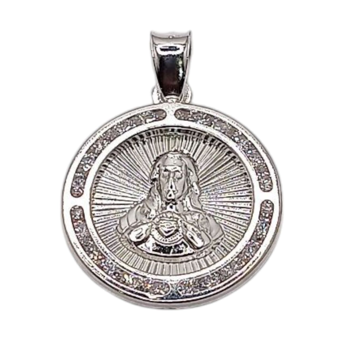 MEDALLA SAGRADO CORAZON 2 CM, PLATA .925