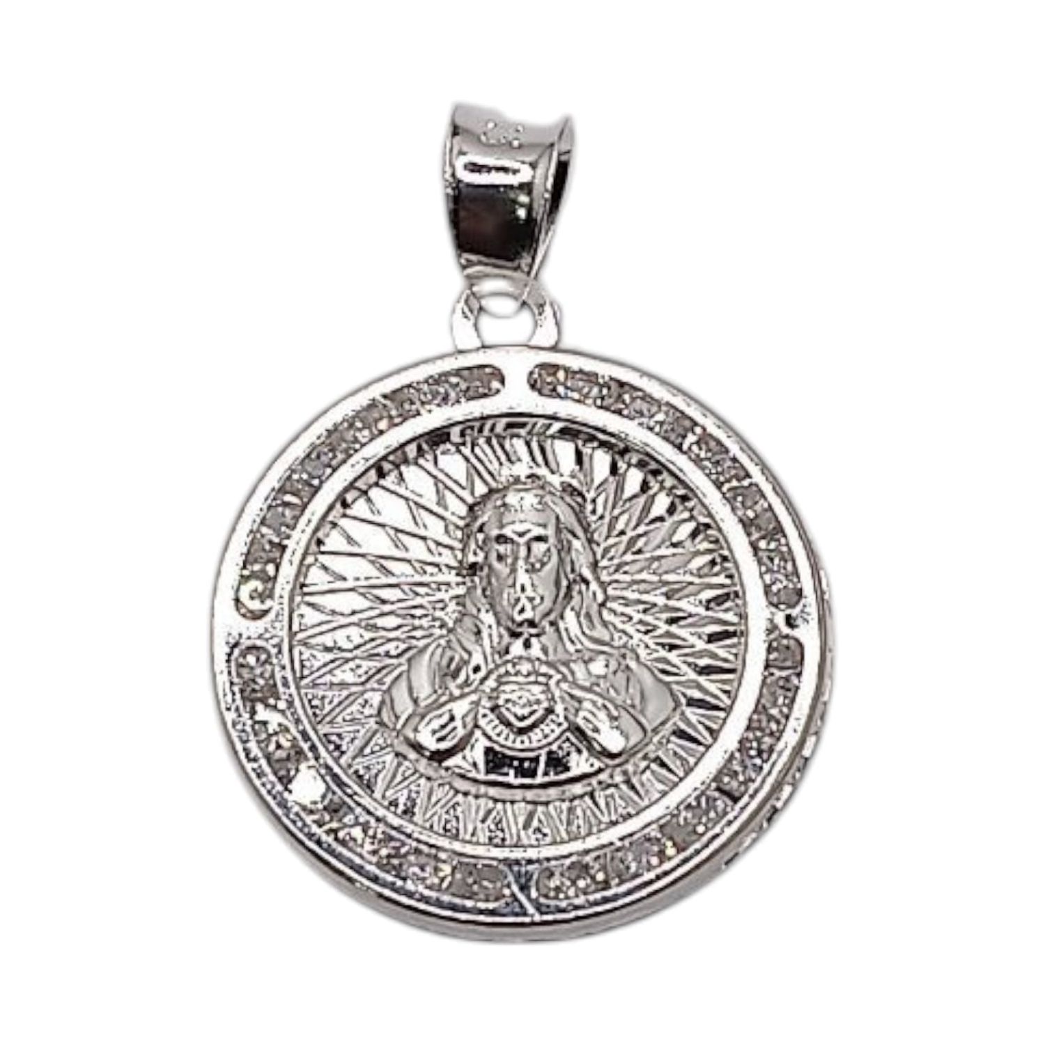 MEDALLA SAGRADO CORAZO 2 CM, PLATA .925