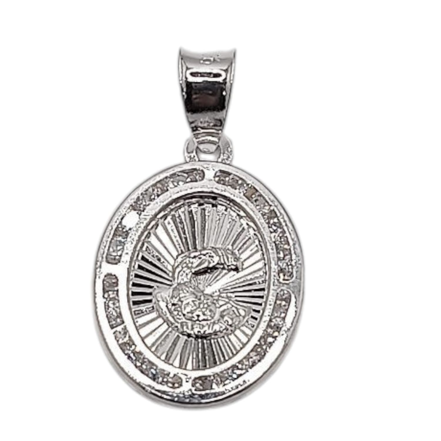 MEDALLA BAUTIZO CON CZ, 2 CM, PLATA .925