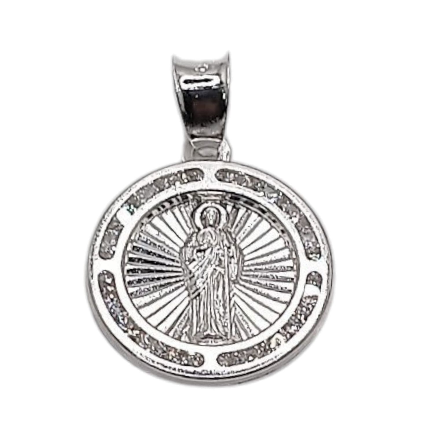 MEDALLA SAN JUDAS T 2 CM CON CZ, PLATA .925