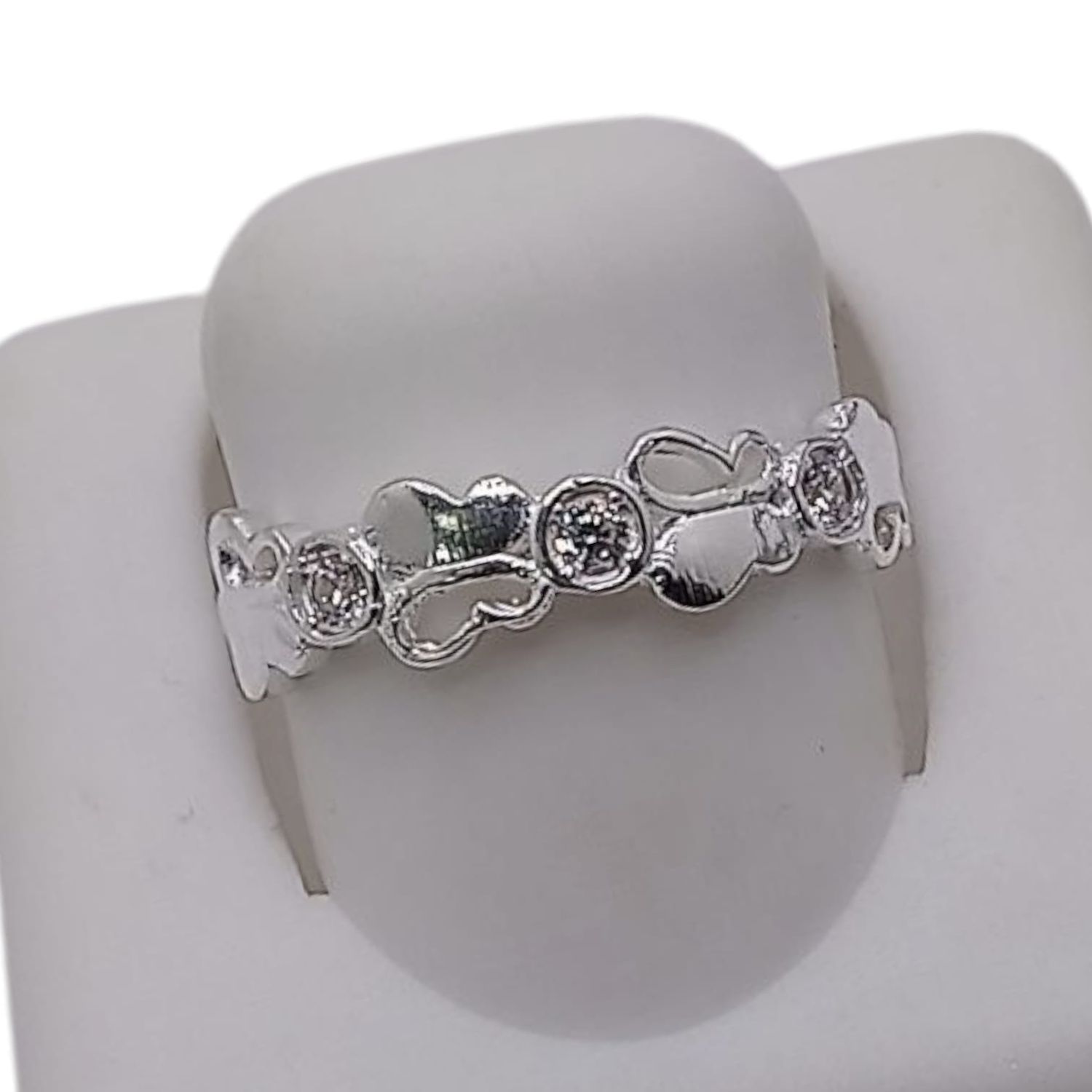 ANILLO MARIPOSAS Y CZ   # 7 PLATA .925