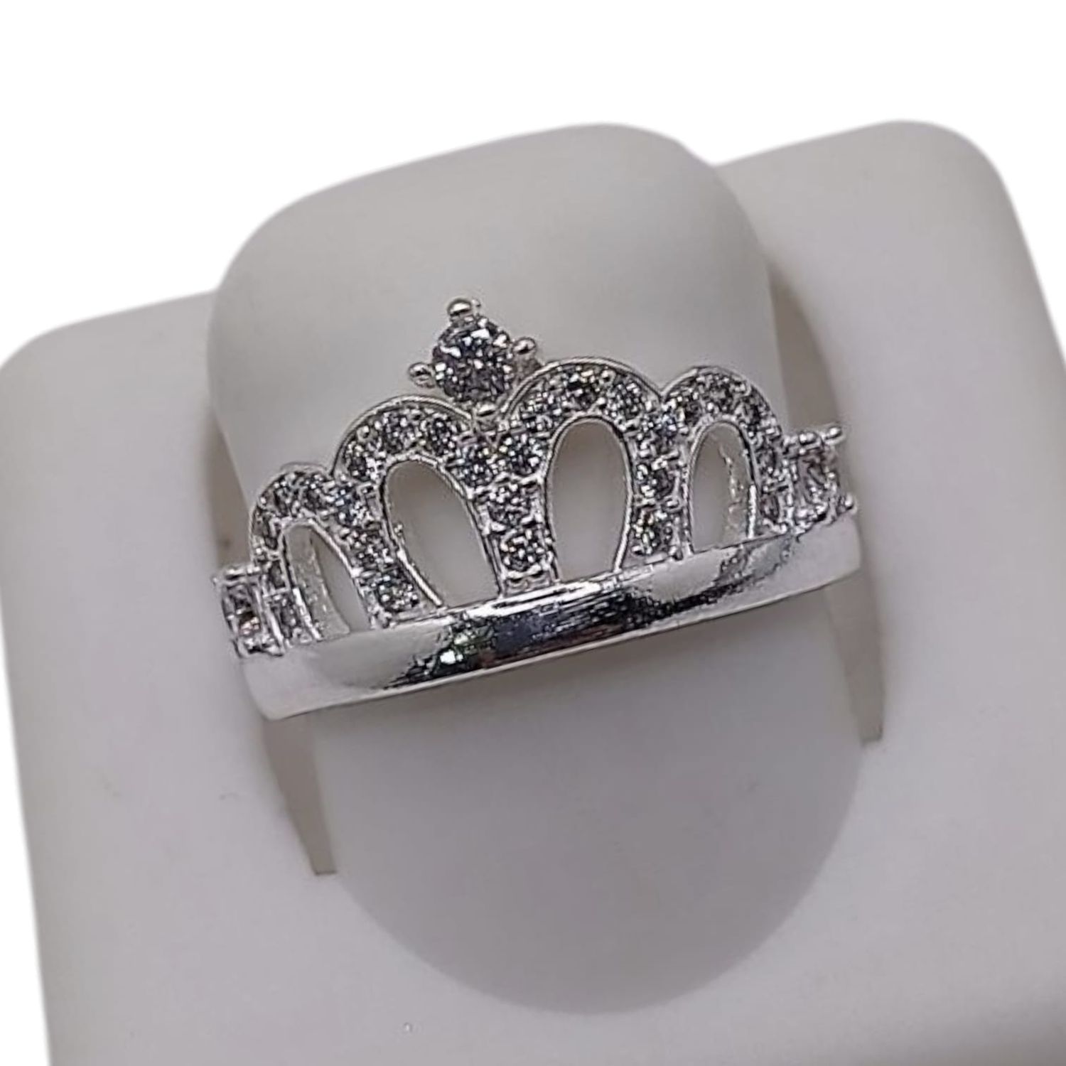 ANILLO CORONA CON CZ MEDIDA #5 PLATA .925