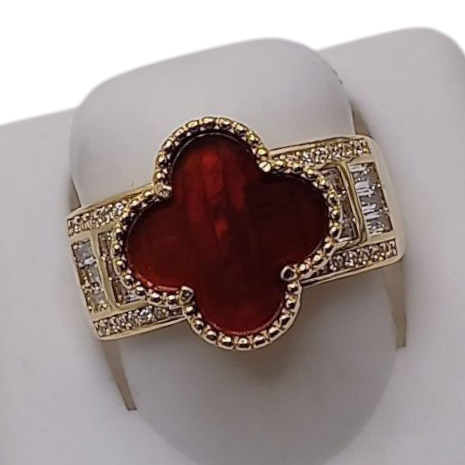 ANILLO TREBOL ROJO VARIAS MEDIDAS  CHAPA  PLATA .925