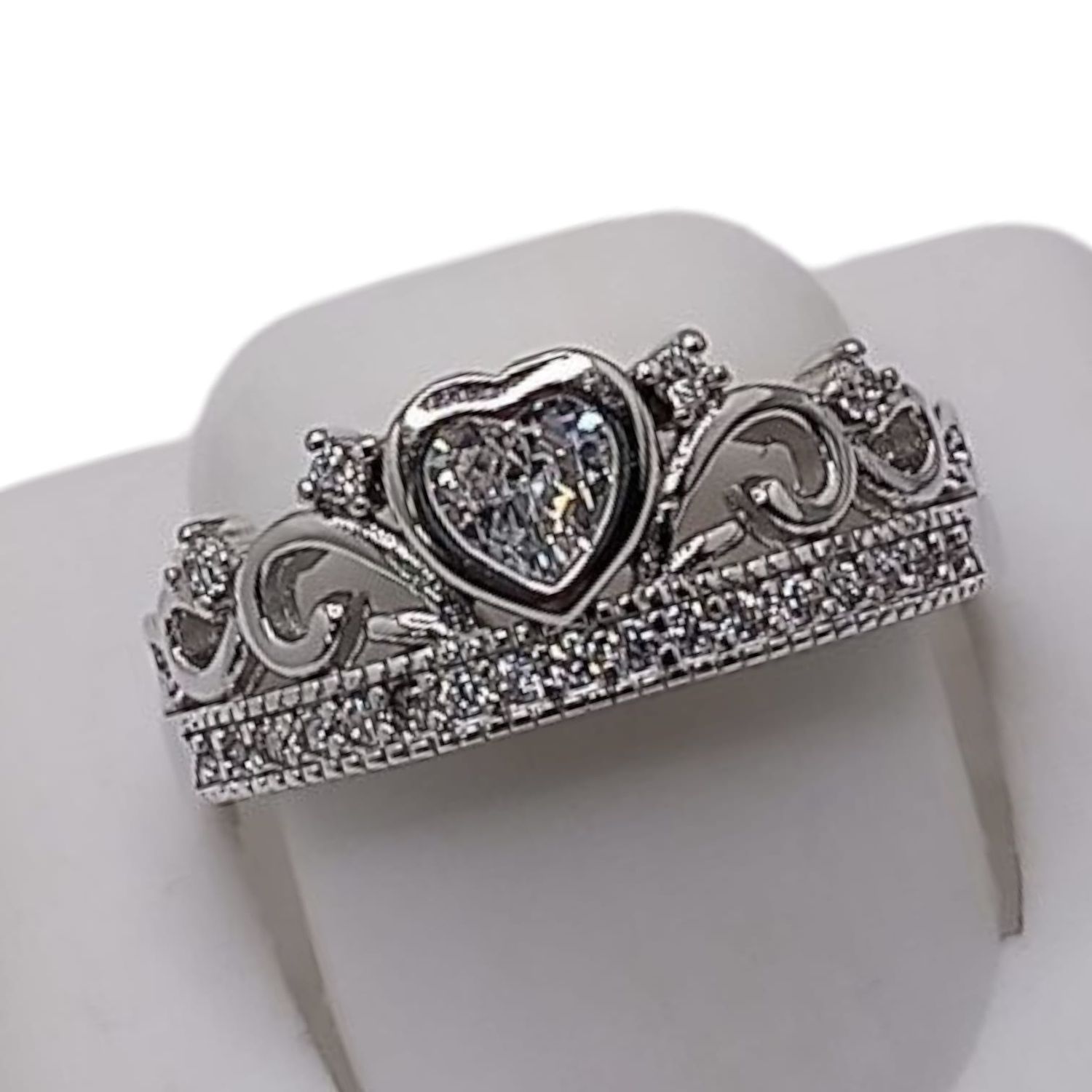 ANILLO CORONA CZ BLANCA VARIAS MEDIDAS PLATA .925