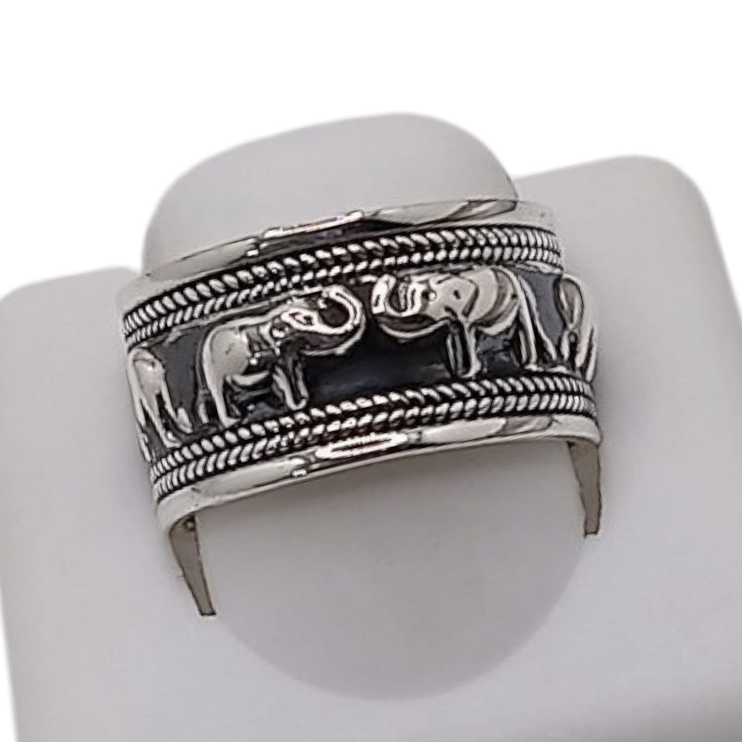 ARGOLLA ELEFANTES ANCHO 11MM  # 8 PLATA .925