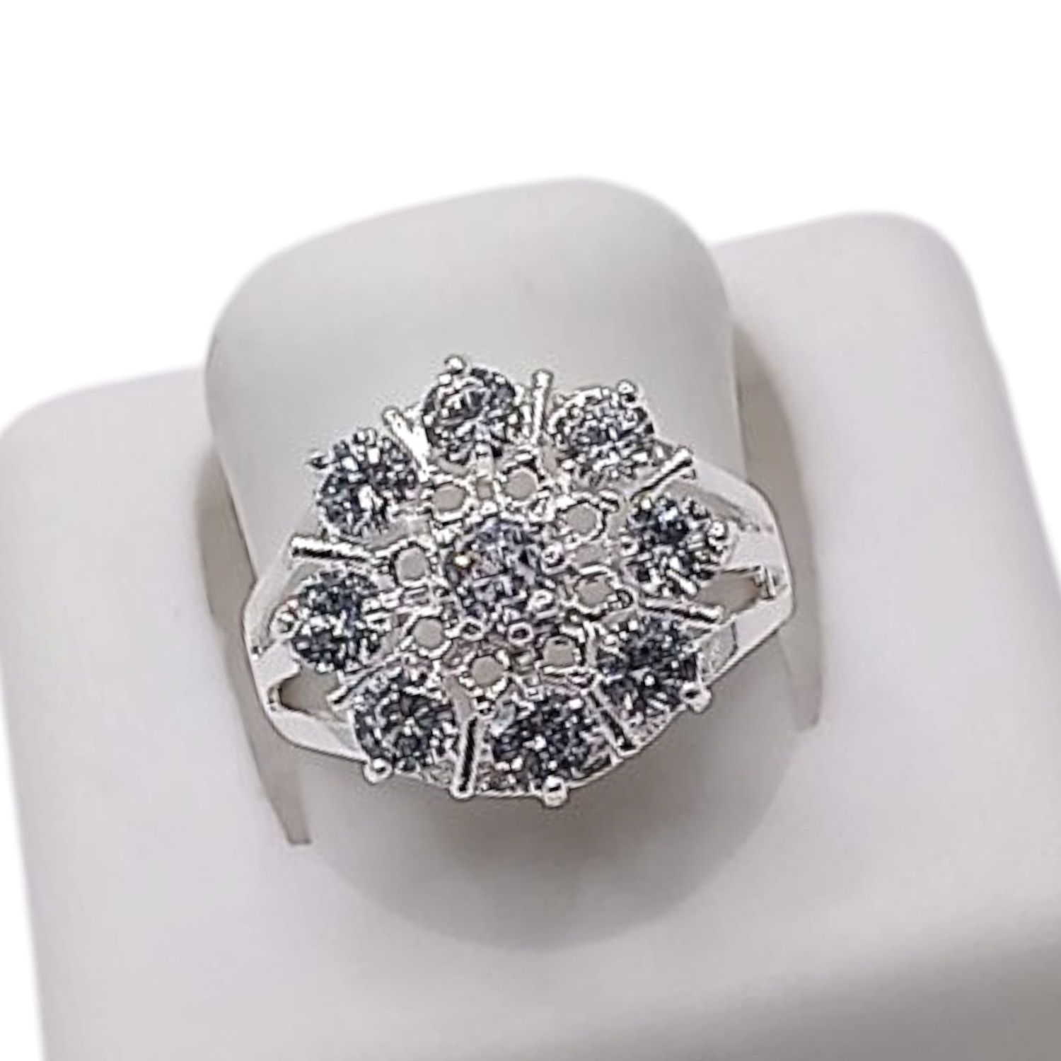ANILLO ROSETA CZ BCA VARIAS MEDIDAS  PLATA .925