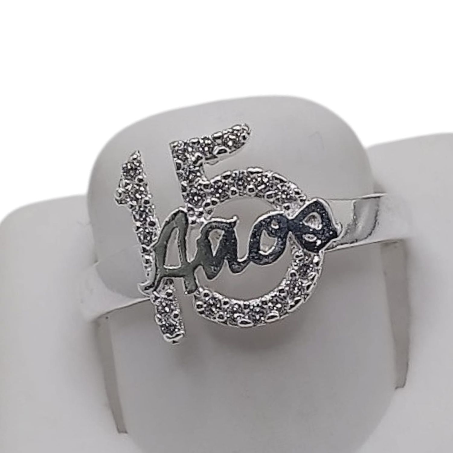 ANILLO 15 AÑOS CON CZ VARIAS MEDIDAS  PLATA .925