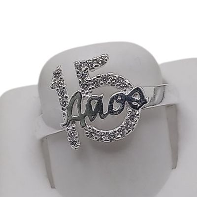 ANILLO 15 AÑOS CON CZ VARIAS MEDIDAS  PLATA .925