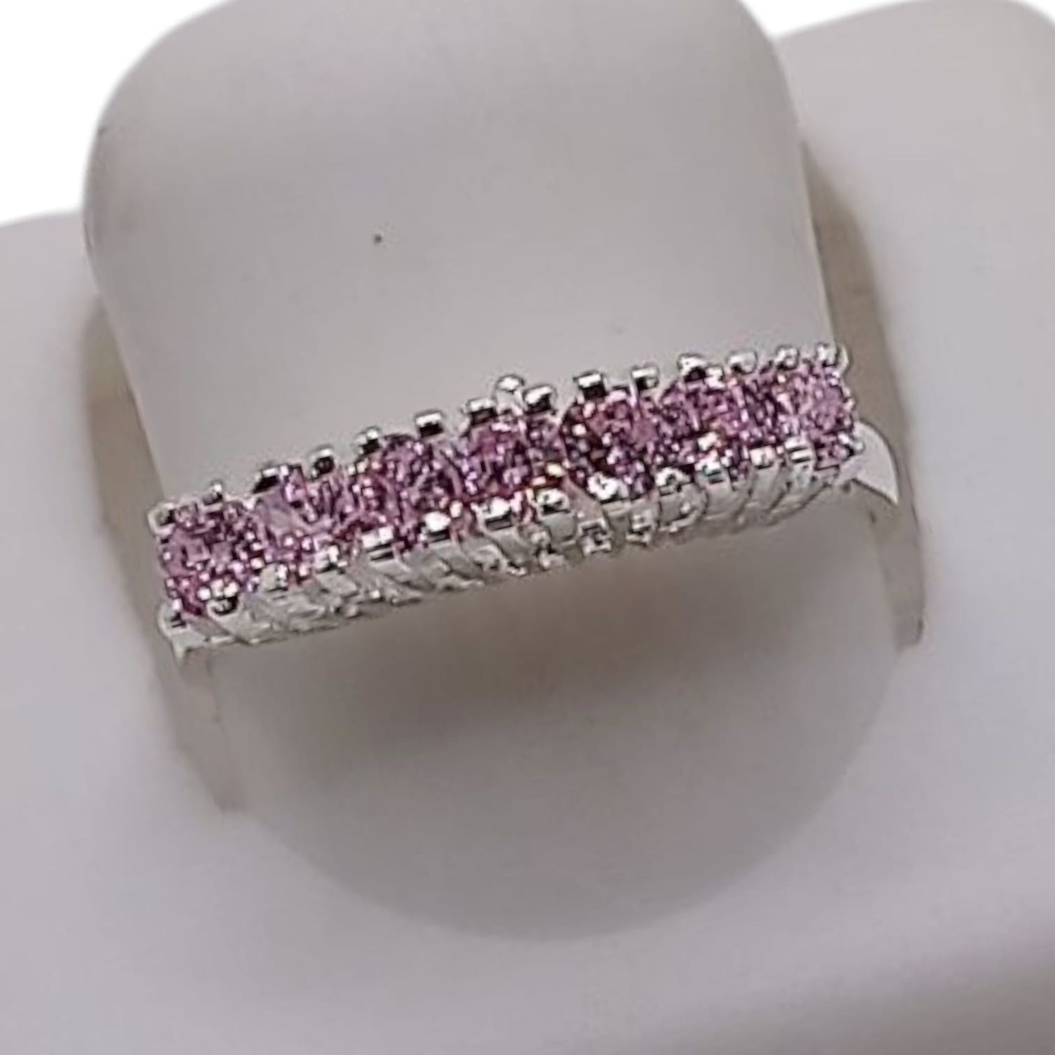 ANILLO CHURUMBELA CZ ROSA VARIAS MEDIDAS  PLATA .925