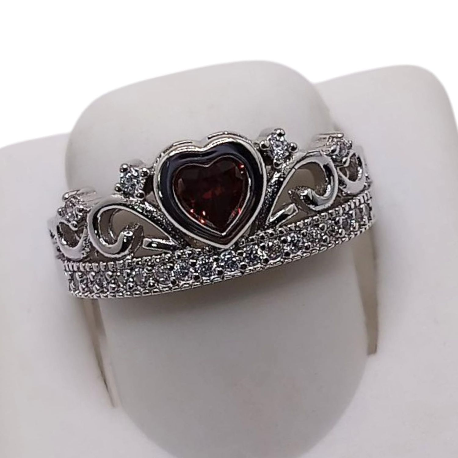 ANILLO CPORONA CZ ROJA VARIAS MEDIDAS PLATA .925