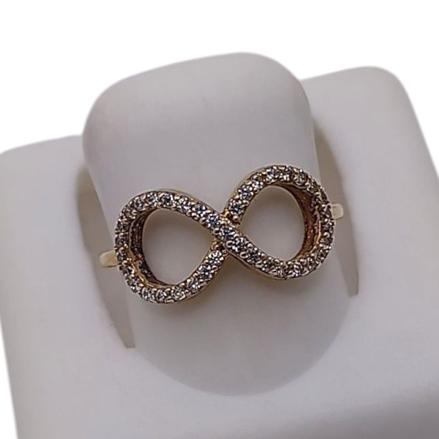 ANILLO INFINITO CHAPA DE ORO MICROPAVE   # 6  PLATA .925