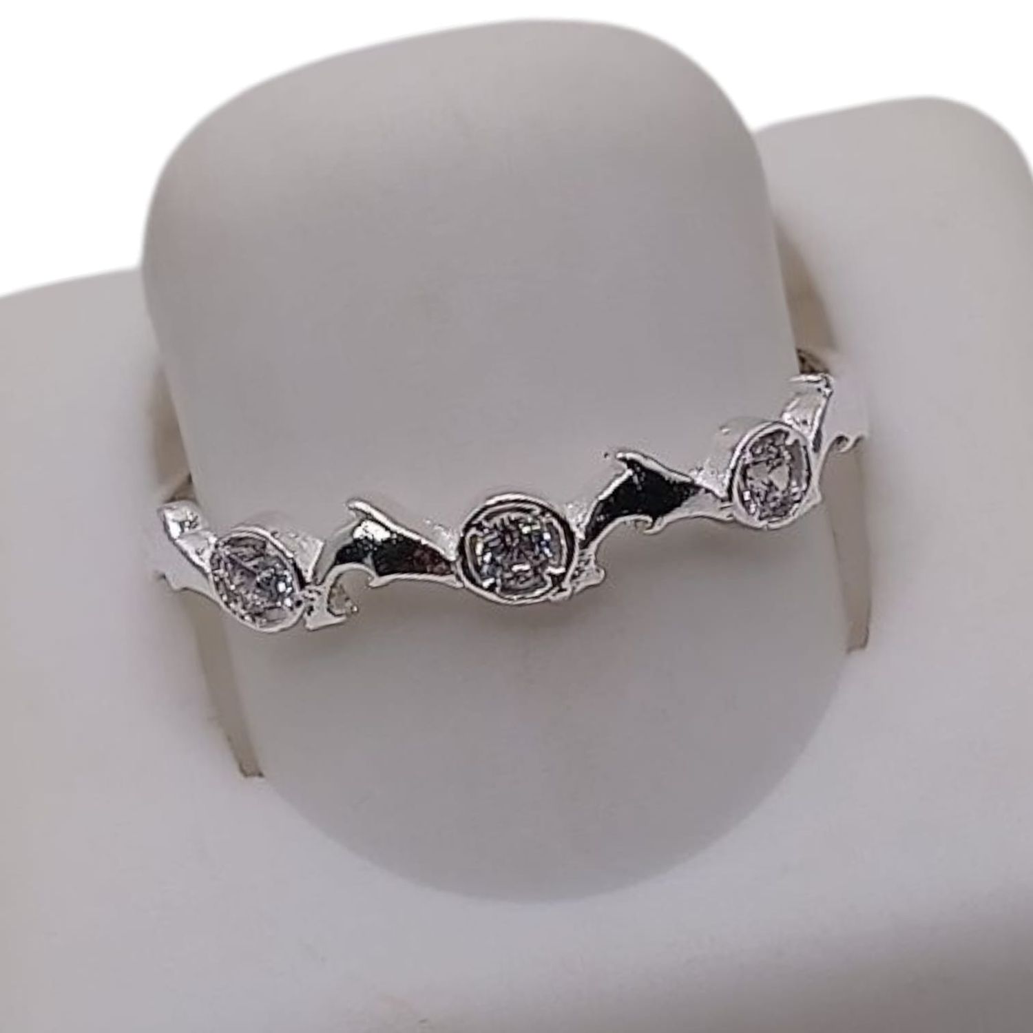 ANILLO DELFIN CON CZ BCA # 8.5 PLATA .925