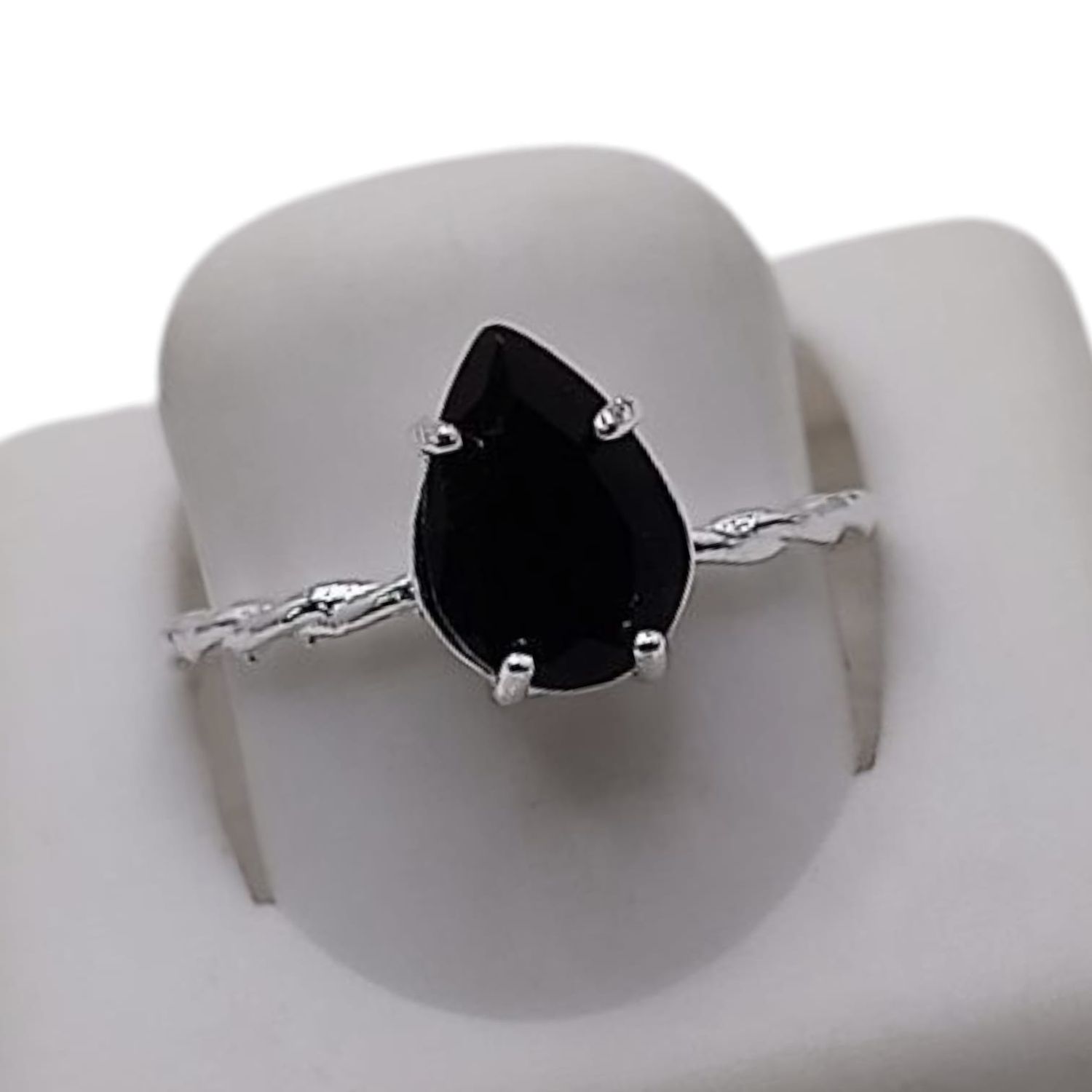 ANILLO GOTA CZ NEGRA # 7PLATA .925