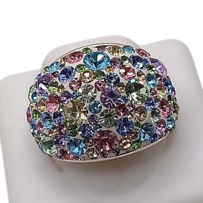 ANILLO PIEDRA SW MULTICOLOR PLATA .925