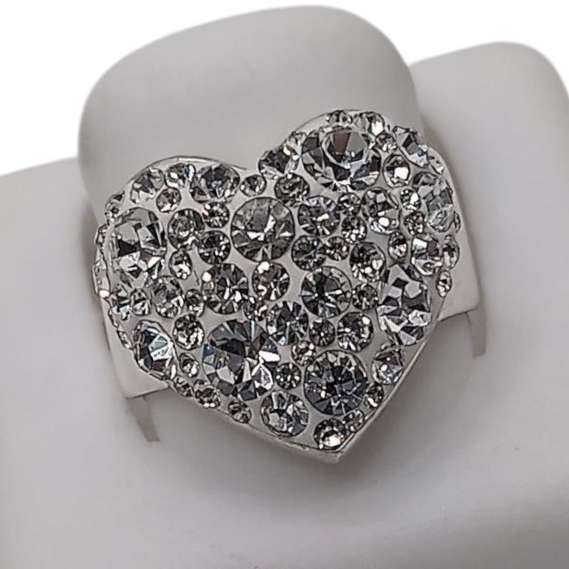 ANILLO CORAZON MULTIPIEDRA  VARIAS MEDIDAS PLATA .925