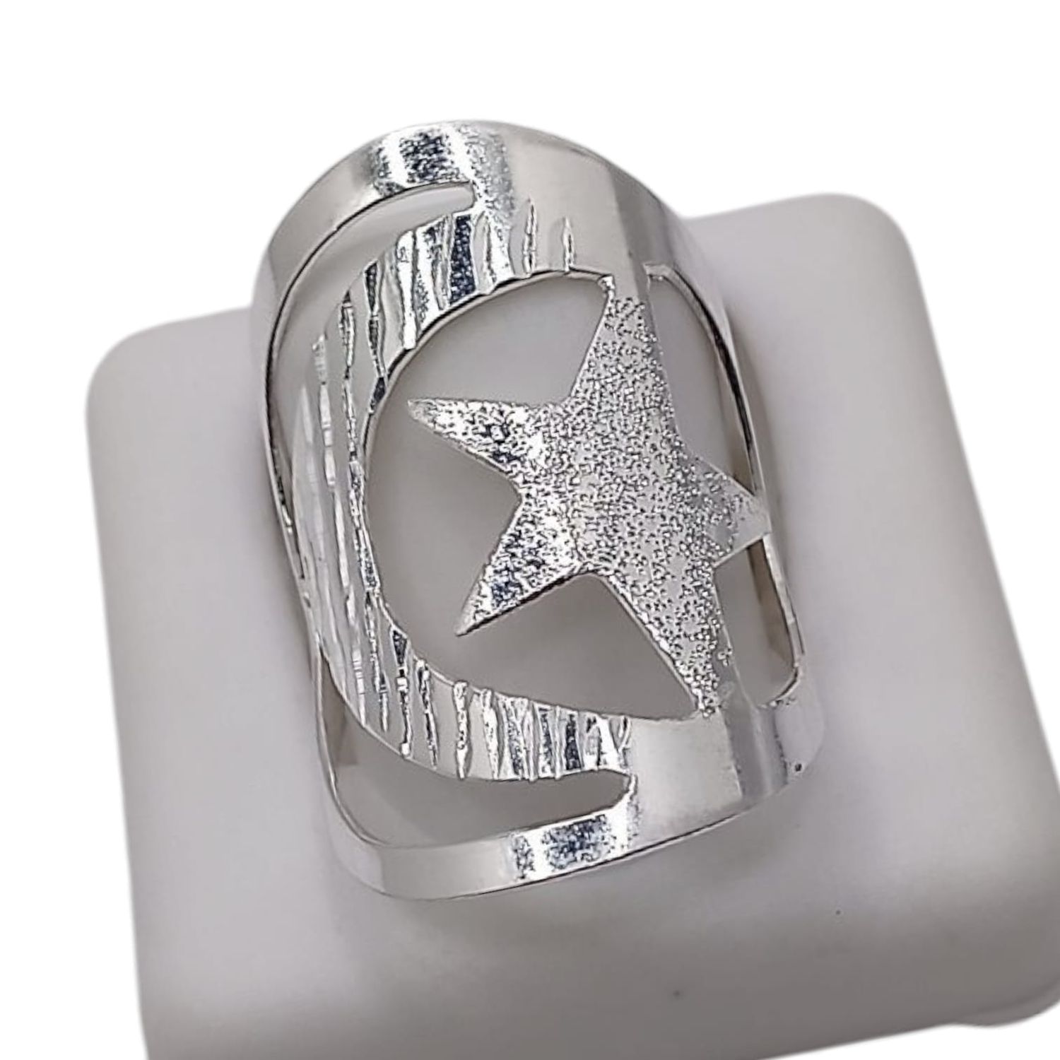 ANILLO LUNA Y ESTRELLA  VARIAS MEDIDAS  PLATA .925