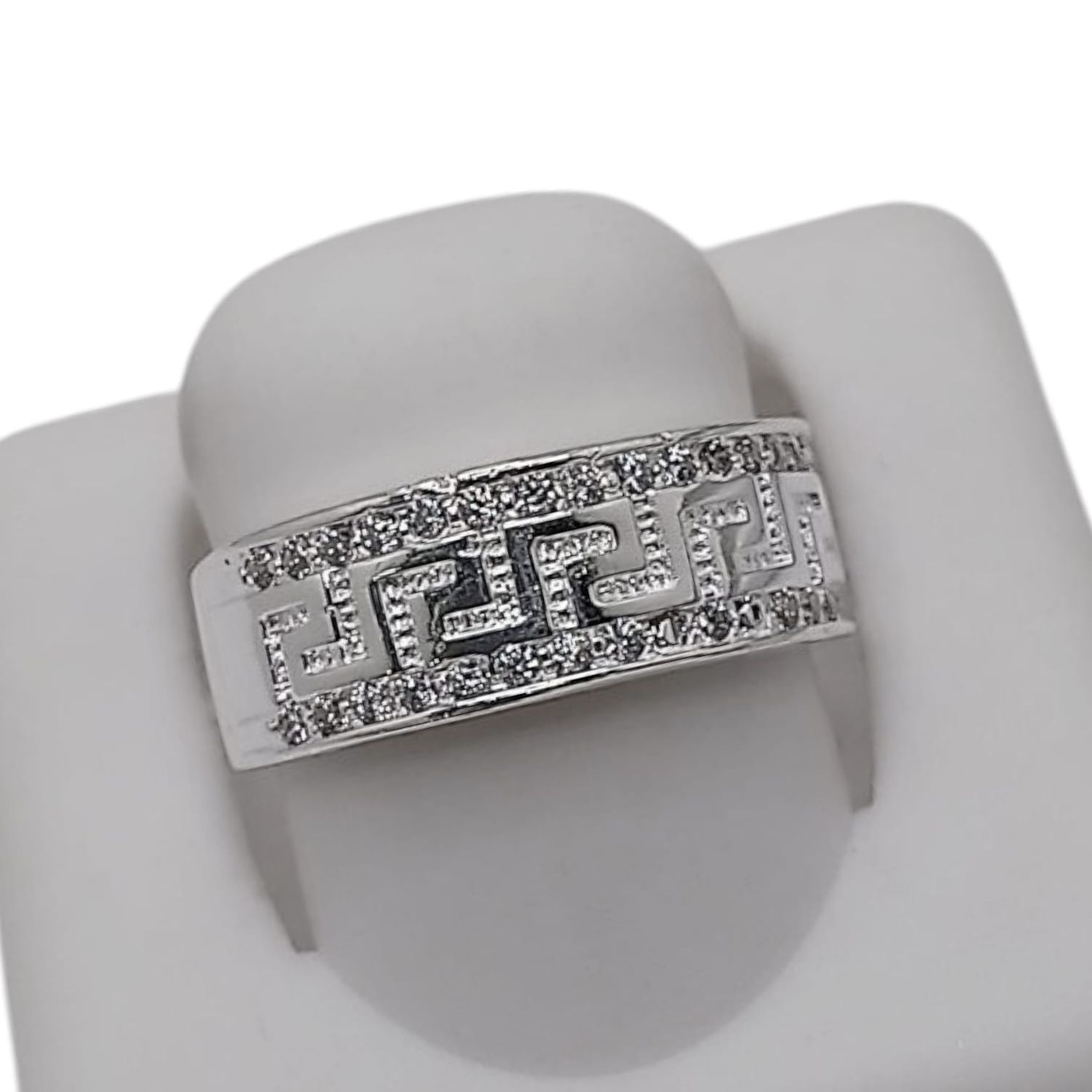 ARGOLLA CON GRECAS Y MINI CZ VARIAS MEDIDAS PLATA .925