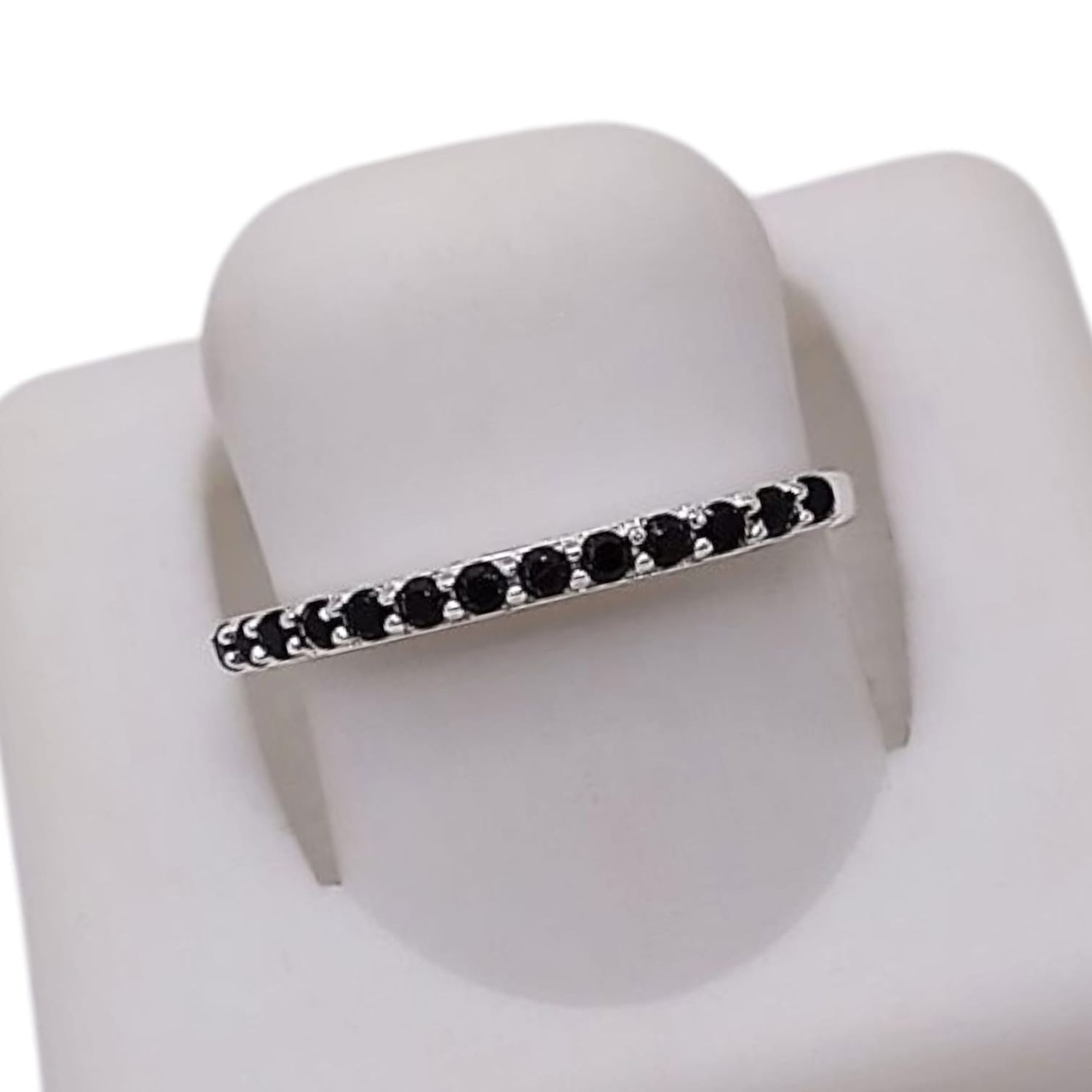 ARGOLLA CON CZ NEGRA VARIAS MEDIDAS PLATA .925