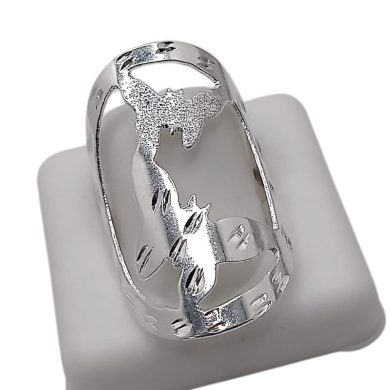 ANILLO MARIPOSAS DIAMANTADO CALADO A MANO VARIAS MEDIDAS  PLATA .925
