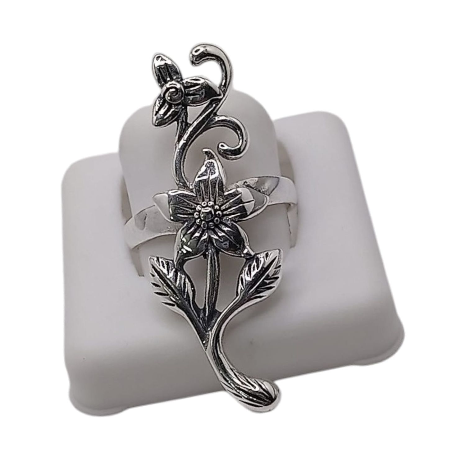 ANILLO FLOR ENREDADERA # 8 PLATA .925