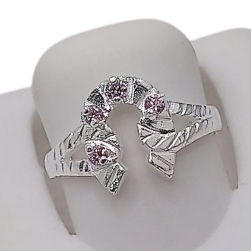 ANILLO HERRADURA CON CZ ROSA # 6.5 PLATA .925