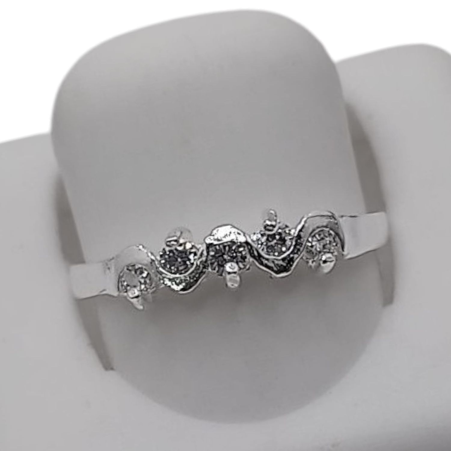 ANILLO ONDAS CZ BLANCA   #9 PLATA .925