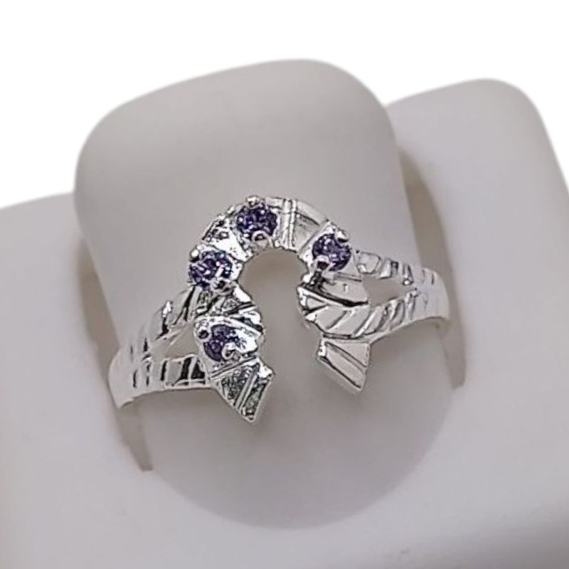 ANILLO HERRADURA CZ LILA VARIAS MEDIDAS  PLATA .925
