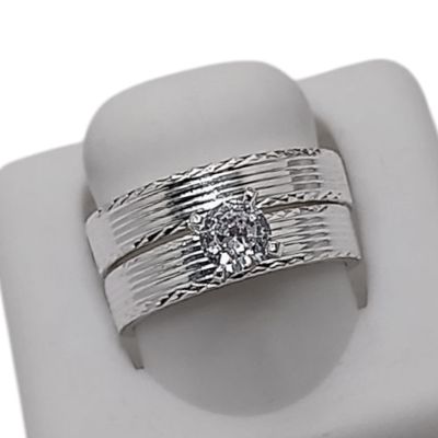 ANILLO SET DE SOLITARIO # 6 Y ARGOLLA  # 6.5. PLATA .925#