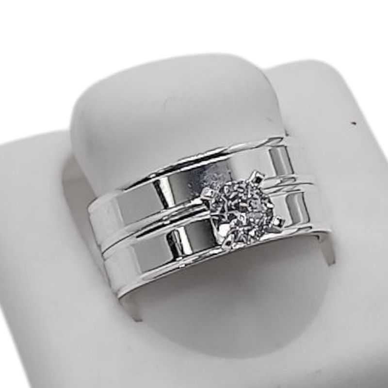 ALIANZA  3 PZ , ARGOLLAS Y SOLITARIO #9.5, # 6, PLATA .925