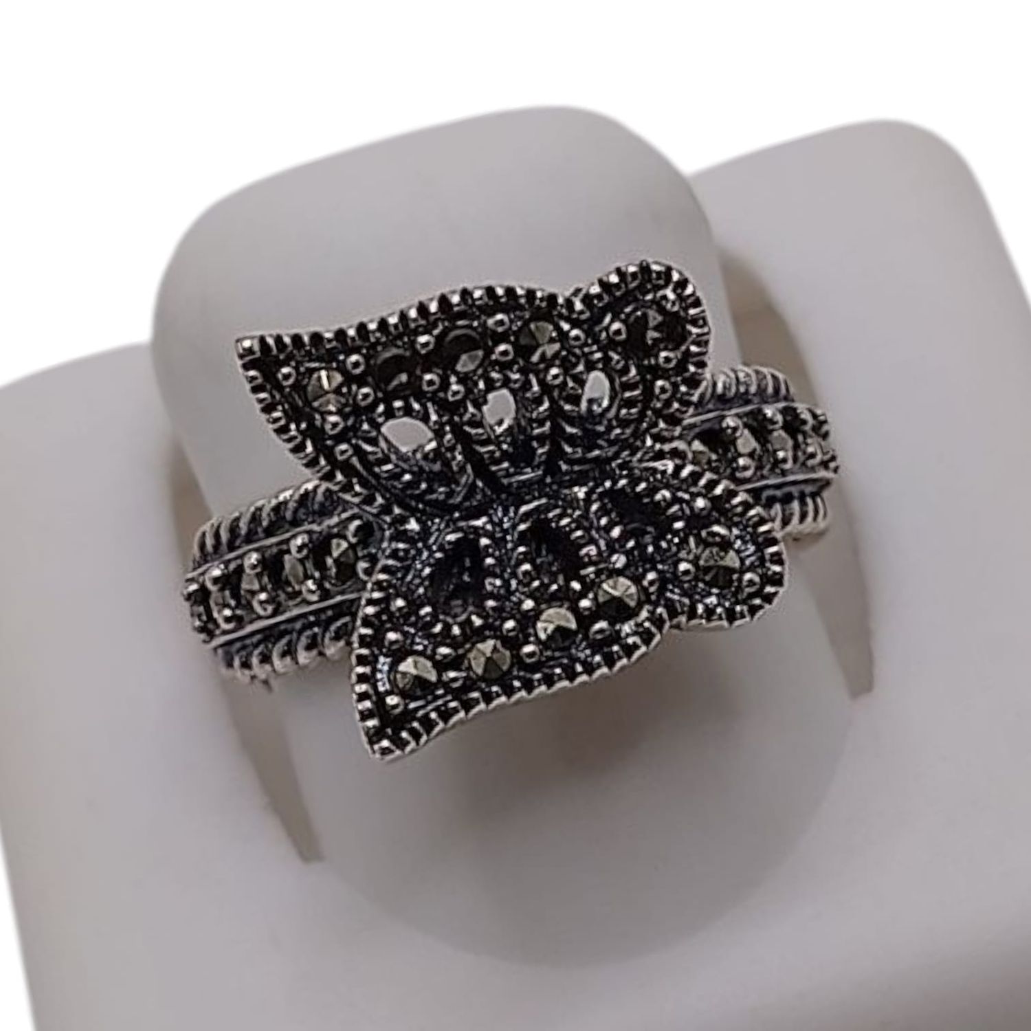ANILLO MARQUESITA MARIPOSA, AJUSTABLE PLATA .925