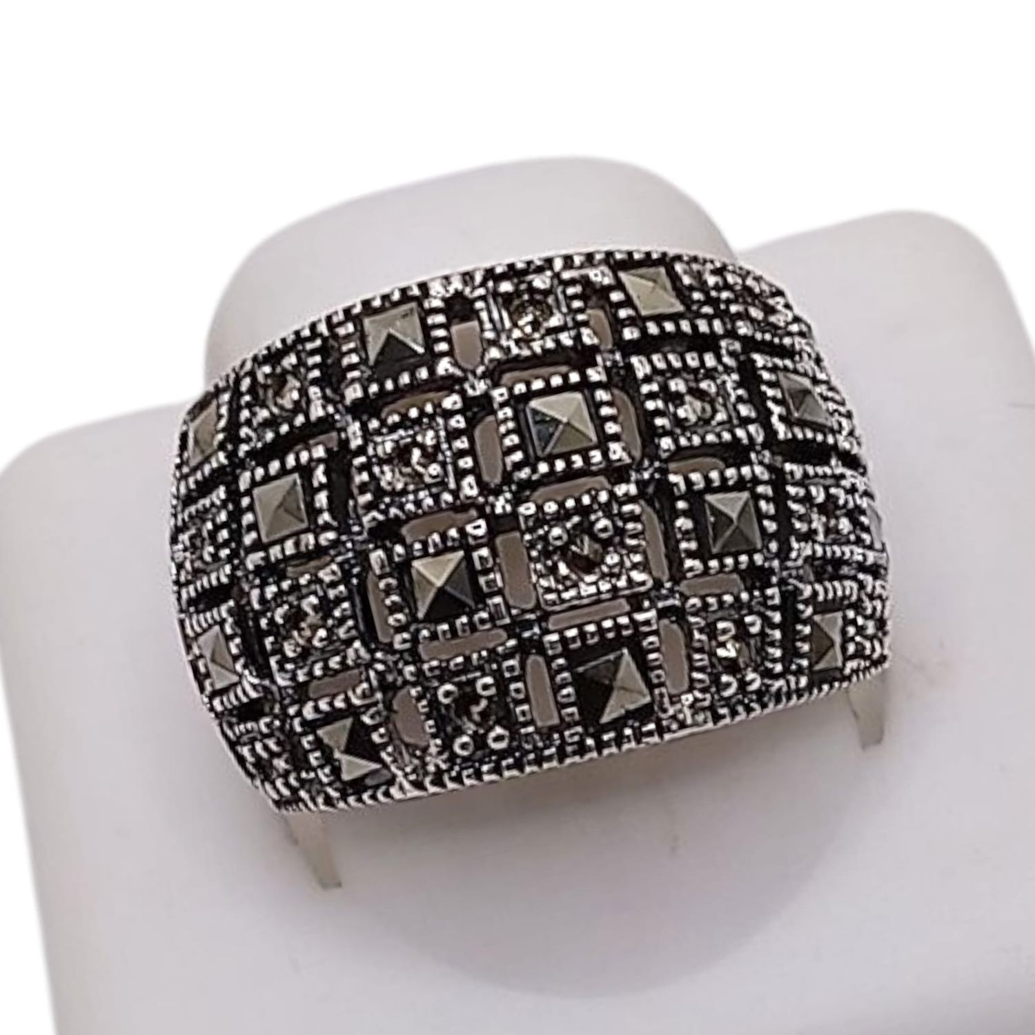 ANILLO MARQUESITA MOSAICO # 6.5, PLATA .925